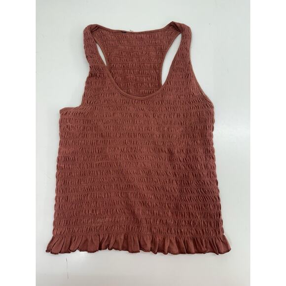 American Eagle Womens Tank Top Size Unknown Orange Racerback Smocked Top - Picture 1 of 13